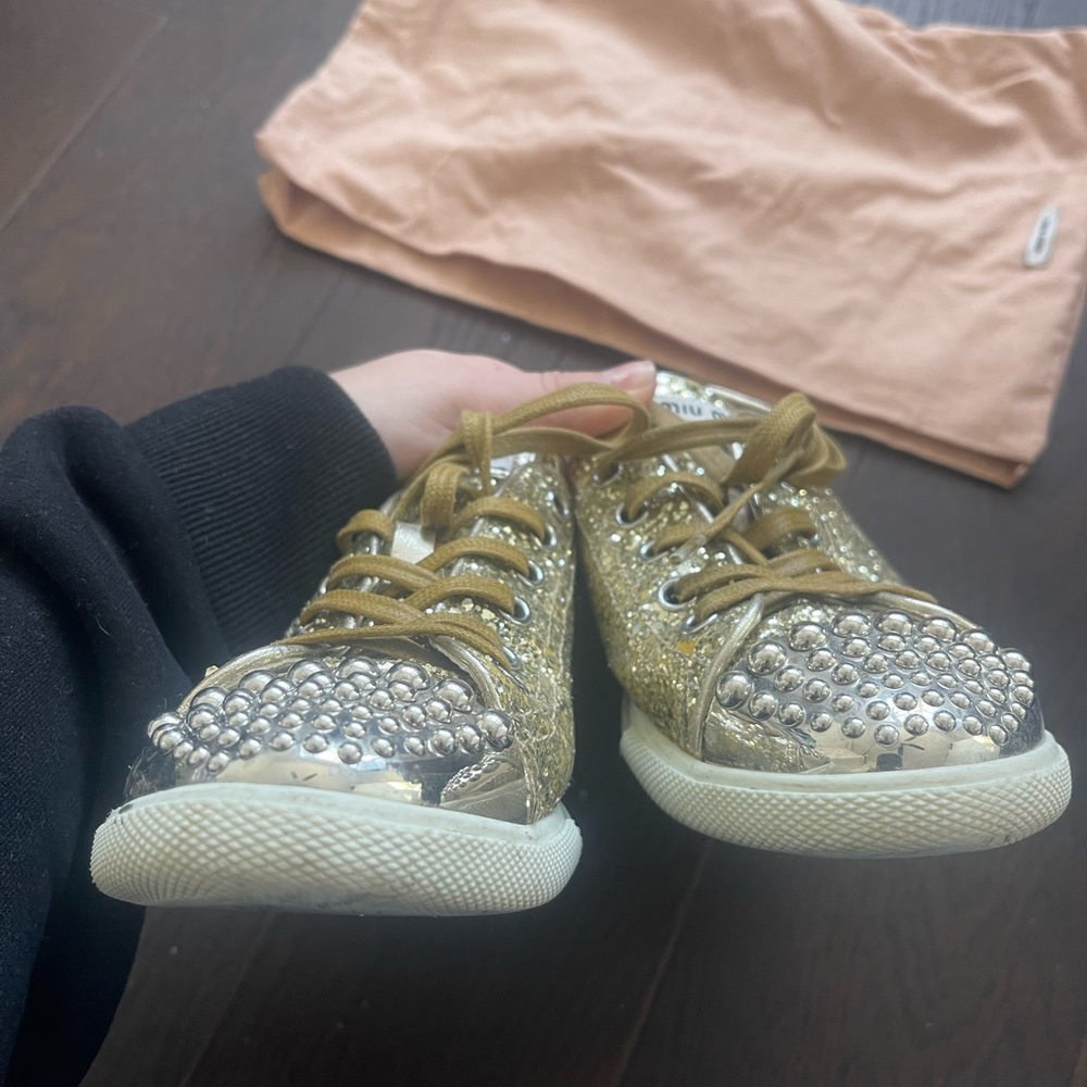 Miu Miu by Prada gold and silver sneakers size 37 EU us womens 7 good condition - Picture 5 of 8